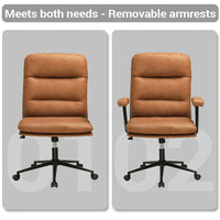 Sikaic Office Chairs Leather Office Chair with Arms Adjustable Back 40° Brown