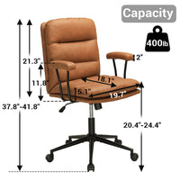 Sikaic Office Chairs Leather Office Chair with Arms Adjustable Back 40° Brown
