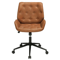Sikaic Office Chairs Armless Leather Office Chair with Wheels 40° Tiltable Backrest Brown
