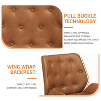 Sikaic Office Chairs Armless Leather Office Chair with Wheels 40° Tiltable Backrest Brown