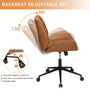 Sikaic Office Chairs Armless Leather Office Chair with Wheels 40° Tiltable Backrest Brown