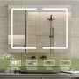Sikaic Medicine Cabinet Lighted Double Doors Medicine Cabinet with Touch Switch Mirrors and Storage Adjustable Shelves White