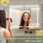 Sikaic Medicine Cabinet Lighted Double Doors Medicine Cabinet with Touch Switch Mirrors and Storage Adjustable Shelves White
