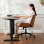 Sikaic Office Chairs Armless Leather Office Chair with Wheels 40° Tiltable Backrest Brown