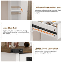 Sikaic Vanities 43 Inches Makeup Vanity with 3 Color Lighting Modes Mirror Charging Station Storage White