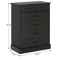 Sikaic Drawers Dresser 6 Drawers Dresser Wood Storage Clothes Organizer Black