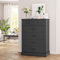 Sikaic Drawers Dresser 6 Drawers Dresser Wood Storage Clothes Organizer Black