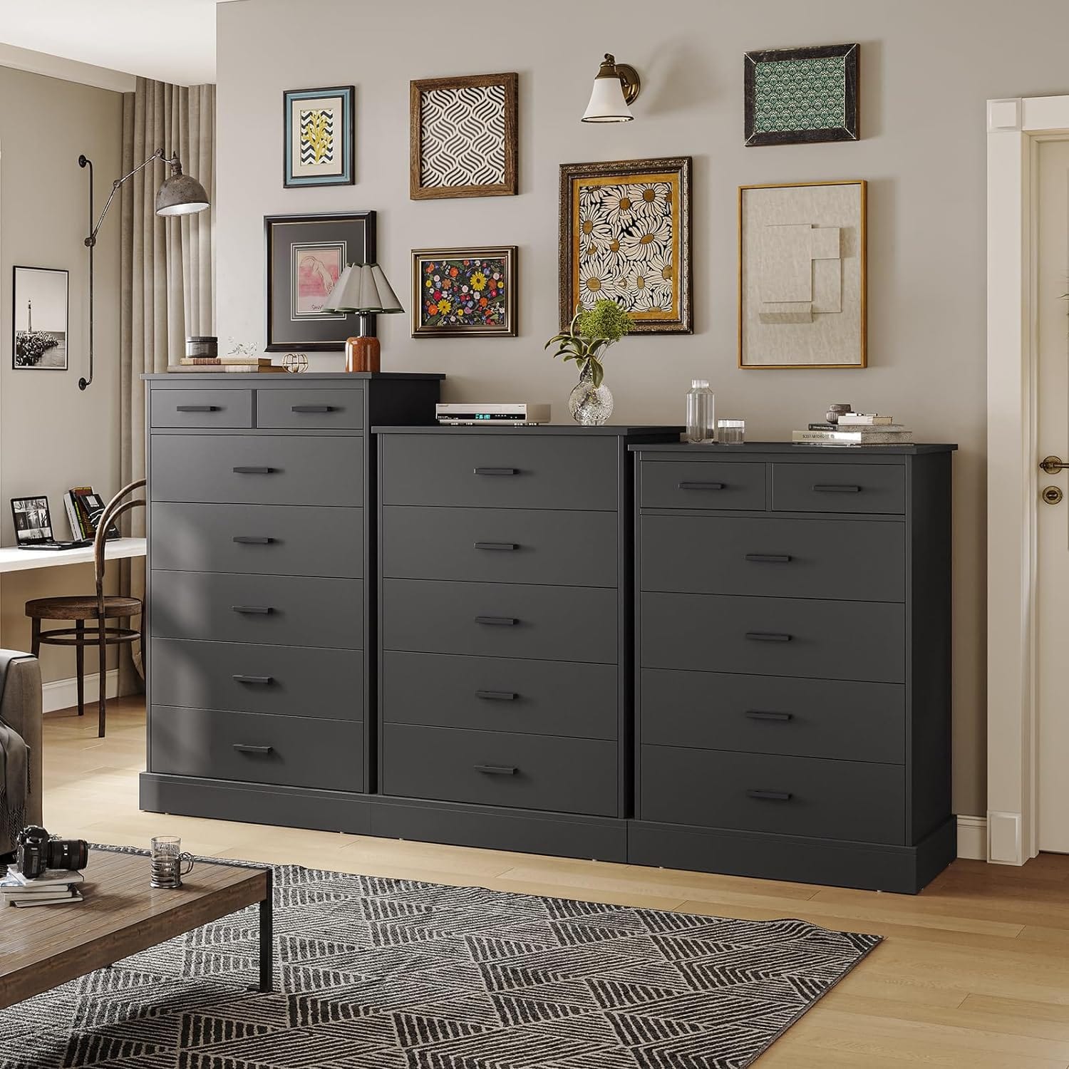 Black 6 Drawer Tall Dresser with Storage | Sikaic Black 6 Drawer Tall Dresser with Storage | Sikaic