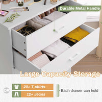 Sikaic Drawers Dresser 6 Drawers Dresser Wood Storage Clothes Organizer White