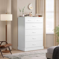 Sikaic Drawers Dresser 6 Drawers Dresser Wood Storage Clothes Organizer White