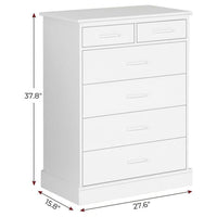 Sikaic Drawers Dresser 6 Drawers Dresser Wood Storage Clothes Organizer White