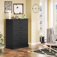 Sikaic Dressers 5 Drawers Dresser with Sturdy Base Storage Cabinet Black