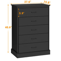 Sikaic Dressers 5 Drawers Dresser with Sturdy Base Storage Cabinet Black