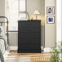 Sikaic Dressers 5 Drawers Dresser with Sturdy Base Storage Cabinet Black
