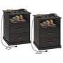 Sikaic Nightstand Nightstand with Charging Station 2 Storage Drawer and Open Cubby Black
