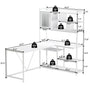 Sikaic Gaming Desk 58 Inches L Shape Corner Gaming Desk with LED Light Bookshelf White