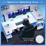 Sikaic Gaming Desk 70.8 Inches Large PC Gamer Gaming Desk with LED Lights Storage Shelves Monitor Stand Power Outlets and Cup Holder White