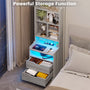 Sikaic Nightstand LED Nightstand with Bookshelf Charging Station Grey