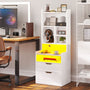 Sikaic Nightstand LED Nightstand with Bookshelf Charging Station White