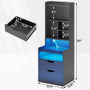 Sikaic Nightstand LED Nightstand with Bookshelf Charging Station Black