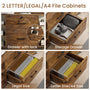 Sikaic File Cabinet 44 Inches File Cabinet with 2 Drawer Lock Power Strip Rustic Brown