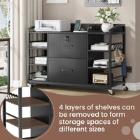 Sikaic File Cabinet 44 Inches File Cabinet with 2 Drawer Power Strip Black