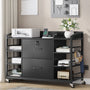 Sikaic File Cabinet 44 Inches File Cabinet with 2 Drawer Power Strip Black