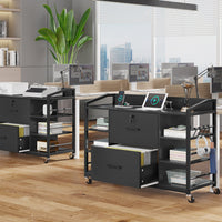 Sikaic File Cabinet 44 Inches File Cabinet with 2 Drawer Power Strip Black