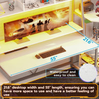 Sikaic Gaming Desk Sikaic 78.8 Inches Large PC Gamer Ergonomic Gaming Desk with LED Lights Hutch White