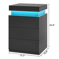 Sikaic Nightstand Nightstand with Sliding Top Charging Station and LED Lights Black