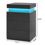 Sikaic Nightstand Nightstand with Sliding Top Charging Station and LED Lights Black