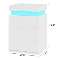 Sikaic Nightstand Nightstand with Sliding Top Charging Station and LED Lights White