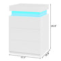 Sikaic Nightstand Nightstand with Sliding Top Charging Station and LED Lights White