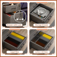 Sikaic Gaming Desk 63 Inches  Gaming Desk with LED Light Drawers Grey