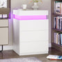 Sikaic Nightstand Nightstand with Sliding Top Charging Station and LED Lights White