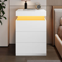 Sikaic Nightstand Nightstand with Sliding Top Charging Station and LED Lights White
