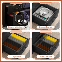 Sikaic Gaming Desk 63 Inches Gaming Desk with LED Light Drawers Black