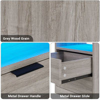 Sikaic Nightstand Nightstand with Pull-Out Shelf Wireless Charging Station and LED Lights Grey
