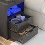 Sikaic Nightstand Nightstand with Pull-Out Shelf Wireless Charging Station and LED Lights Black