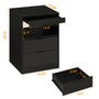 Sikaic Nightstand Nightstand with Pull-Out Shelf Wireless Charging Station and LED Lights Black