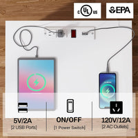 Sikaic Nightstand 2Pcs LED Nightstands with Charging Station Power Outlets & Drawers White