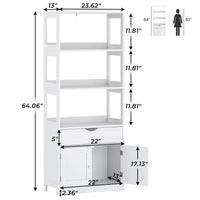 Sikaic Cabinets & Storage 64 Inches Freestanding Storage Cabinet with Shelves and Drawer Microwave Space Cupboard White