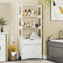 Sikaic Cabinets & Storage 64 Inches Freestanding Storage Cabinet with Shelves and Drawer Microwave Space Cupboard White