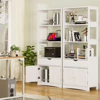 Sikaic Cabinets & Storage 64 Inches Freestanding Storage Cabinet with Shelves and Drawer Microwave Space Cupboard White