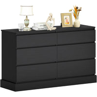 Sikaic Dressers 51.5 Inches Width 6 Drawers Dresser Large Capacity Clothing Storage Cabinet Black