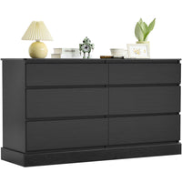 Sikaic Dressers 51.5 Inches Width 6 Drawers Dresser Large Capacity Clothing Storage Cabinet Black