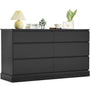 Sikaic Dressers 51.5 Inches Width 6 Drawers Dresser Large Capacity Clothing Storage Cabinet Black