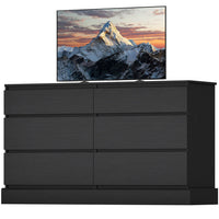 Sikaic Dressers 51.5 Inches Width 6 Drawers Dresser Large Capacity Clothing Storage Cabinet Black