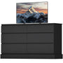 Sikaic Dressers 51.5 Inches Width 6 Drawers Dresser Large Capacity Clothing Storage Cabinet Black