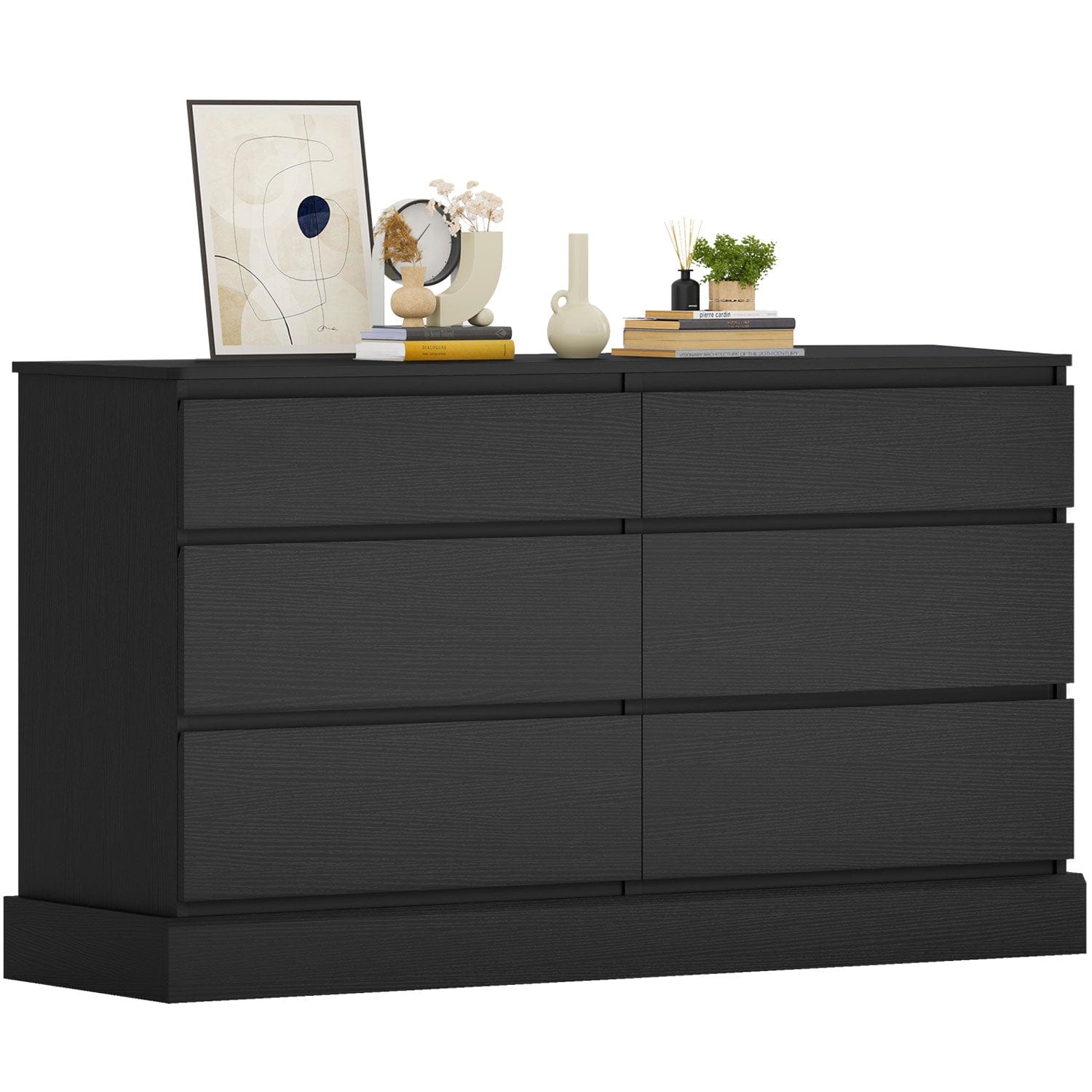 black glossy dresser Furniture of America Addeso 2-Piece Modern 6-Drawer Dresser and Mirror Set